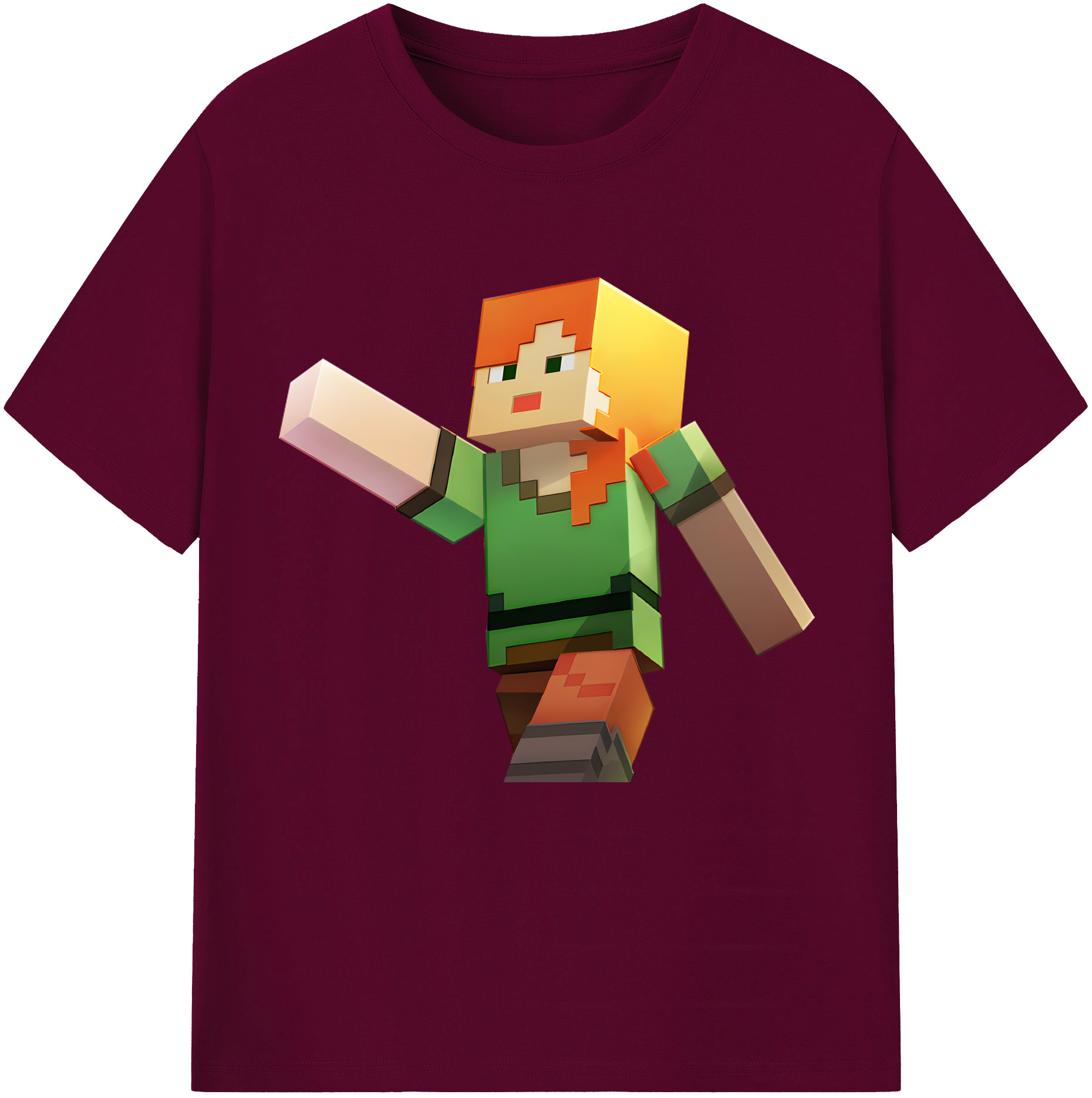 （画像用） マインクラフト ブロックの世界 Minecraft MC Block world レディースカジュアルプリントTシャツ（綿100％）